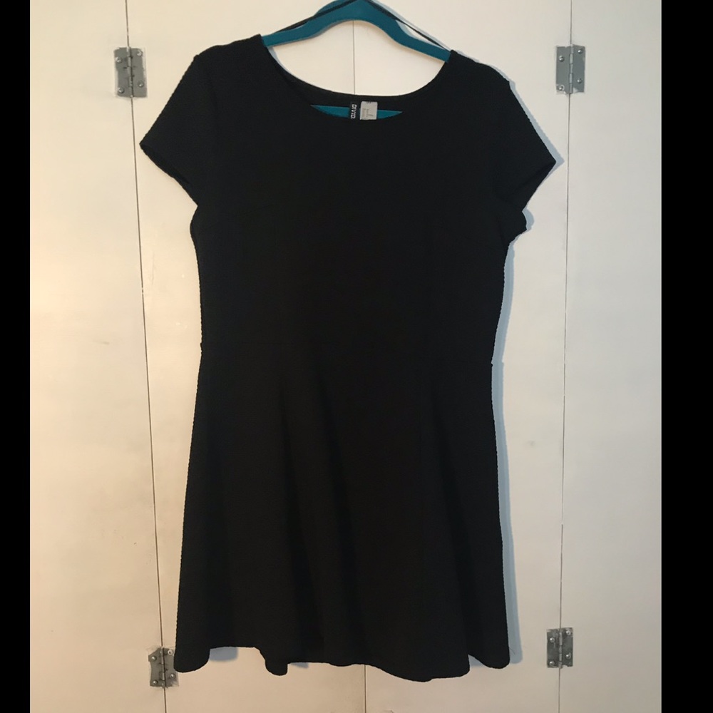 Black textured skater dress